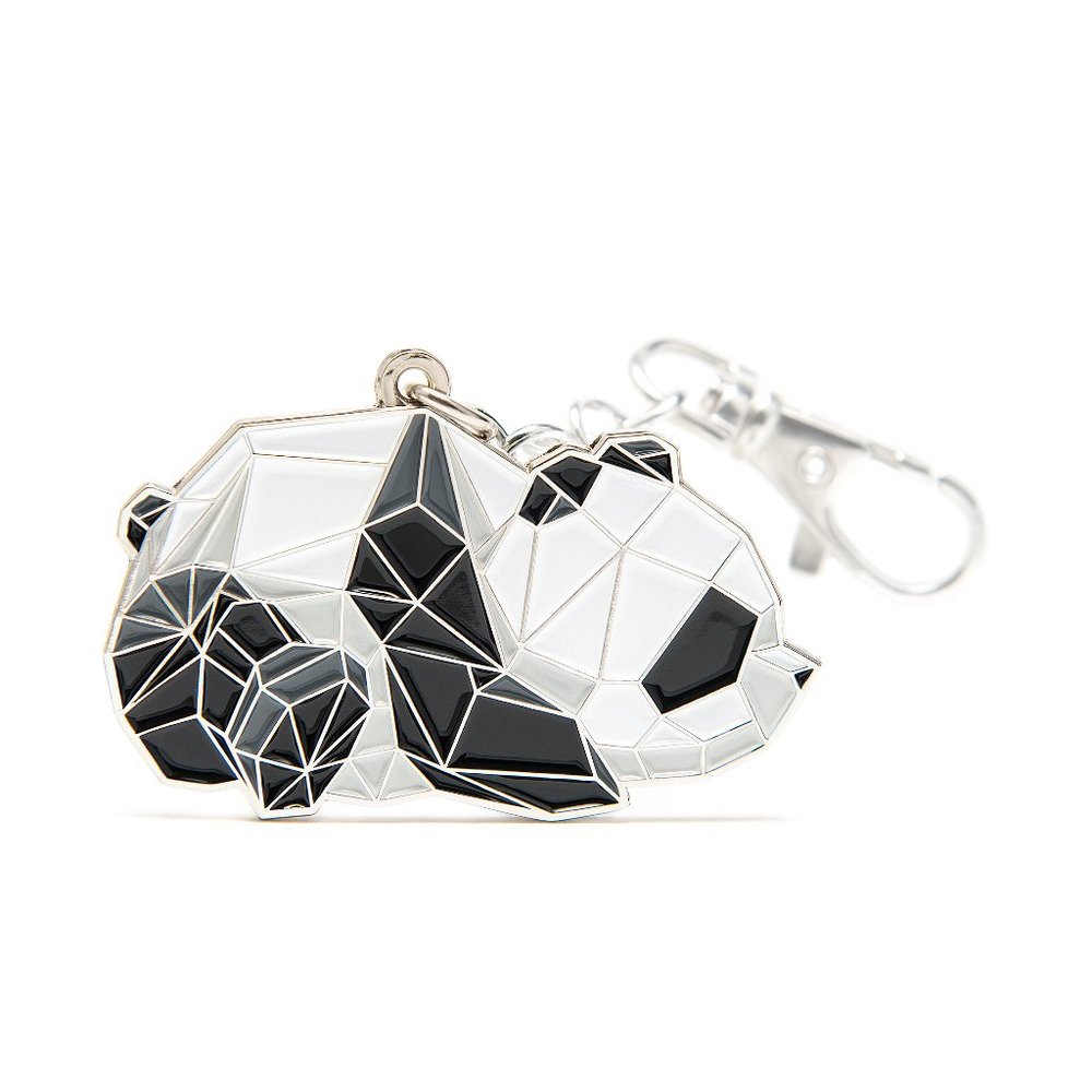 Geometric Panda Charm Keychain - hand painted